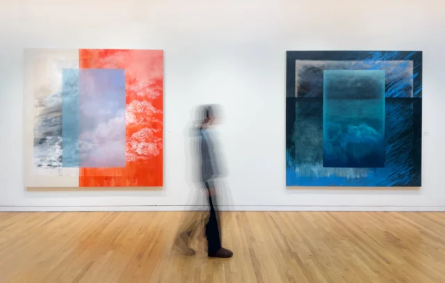 Do you have a large wall that’s begging for the perfect piece of art? 

Look no further than ‘Drop Scenes’ by Zoë Welsh✨ 

“Red Wind, Violet Sky”, 2024 
&
“Deep Water, Resting Storm”, 2024 

See them in person in our Upstairs Gallery now through November 30th 🌟
.
.
.
#zoëwelsh #landscapepainting #contemporarypainting #contemporarylandscape #oiloncanvas #inkoncanvas #mixedmedia #artexhibition #buyartyoulove #thingstodoinpittsburgh #largepaintings #emptywalls #largepaintingsforsale #suportlocalartists #visitpittsburgh