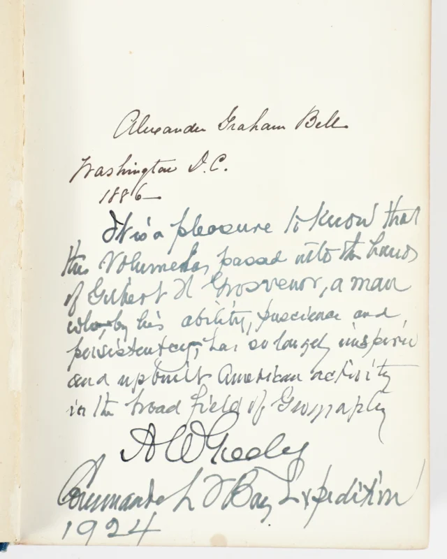 Lot 583 in our Oct 30th Online+ sale is a 2 volume set of Three Years of Arctic Service, formerly owned by inventor Alexander Graham Bell, with his signature in both books.

These books are fresh to the market, having been in the private collection of a direct descendant of Alexander Graham Bell, Western PA. 

Read further on our catalog and bid on this piece of history and more today. Link in bio 🔗

#alexandergrahambell #signedbooks #signededitions #threeyearsofarcticservice #nationalgeographic #collectibles #oneofakind #bidearlybidoften #pittsburghauction #onlineauction #privatecollection #historical #inventor #rarebooks #bookcollector #bookcollection #bookcollecting #consignment #estate